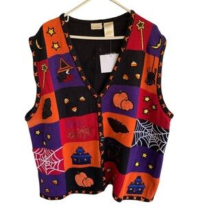 Vintage Deadstock 90s Y2k Halloween Cardigan Sweater Bobbie Brooks Size 22w /24w
